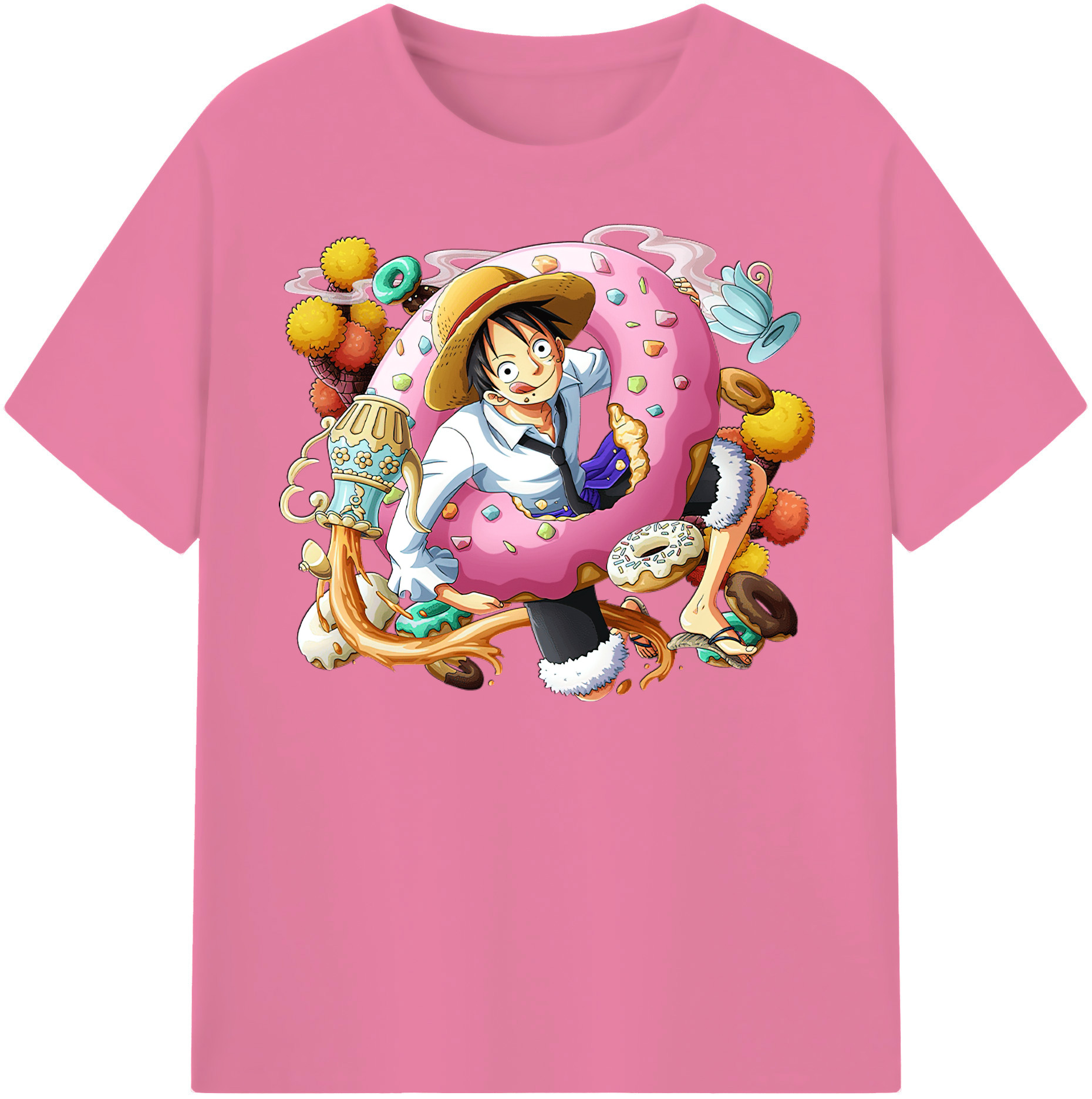 ワンピース モンキー・D・ルフィ ONE PIECE Monkey D. Luffy 綿100％半袖Tシャツ（フロントプリント）